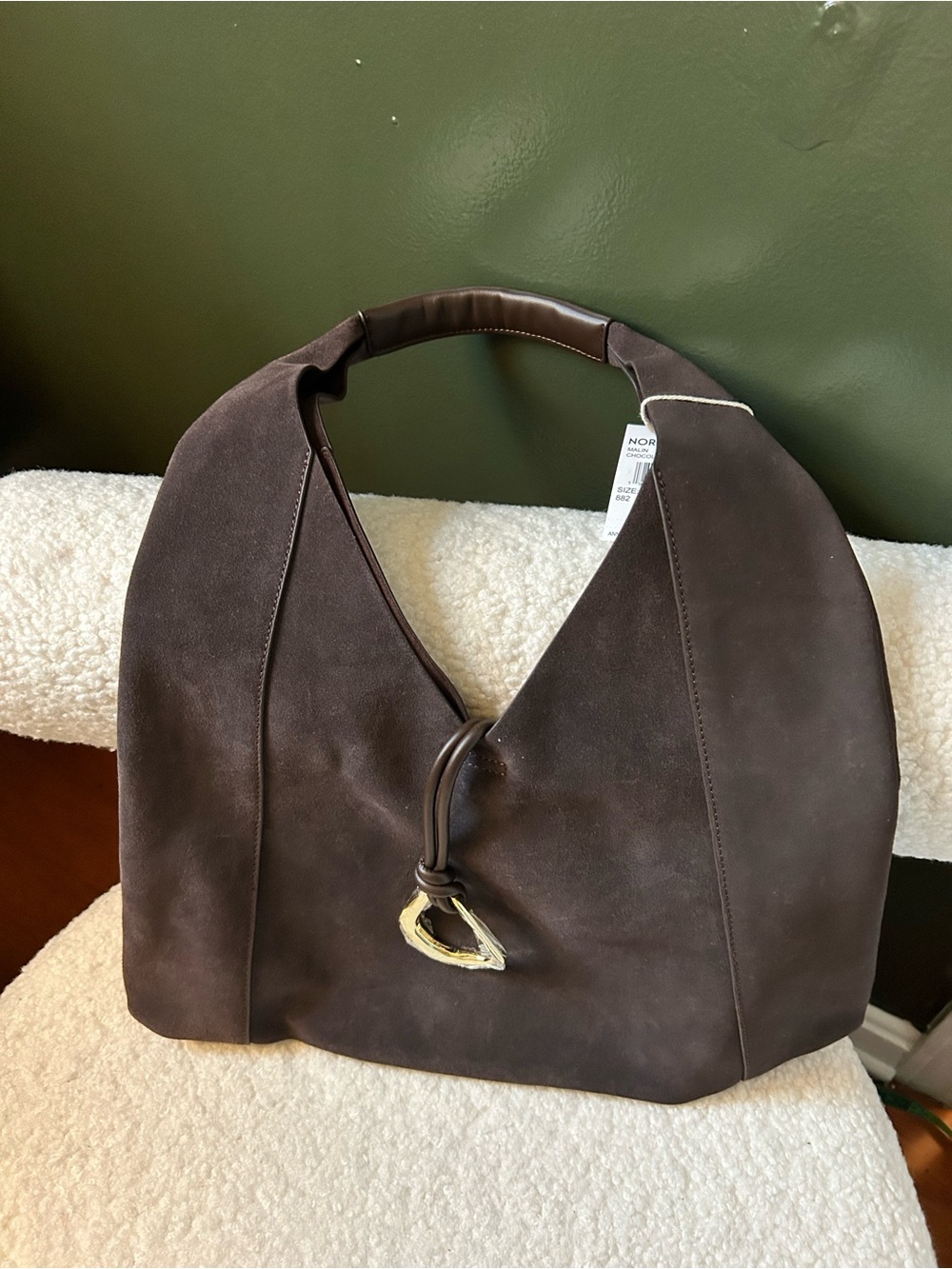Dolce Vita Malin Brown Suede Hobo Bag with Gold Accent NWT - Picture 6 of 11